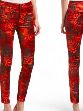 FREE PEOPLE Velvet Printed Boho Lennon Skinny Pants - Size 6